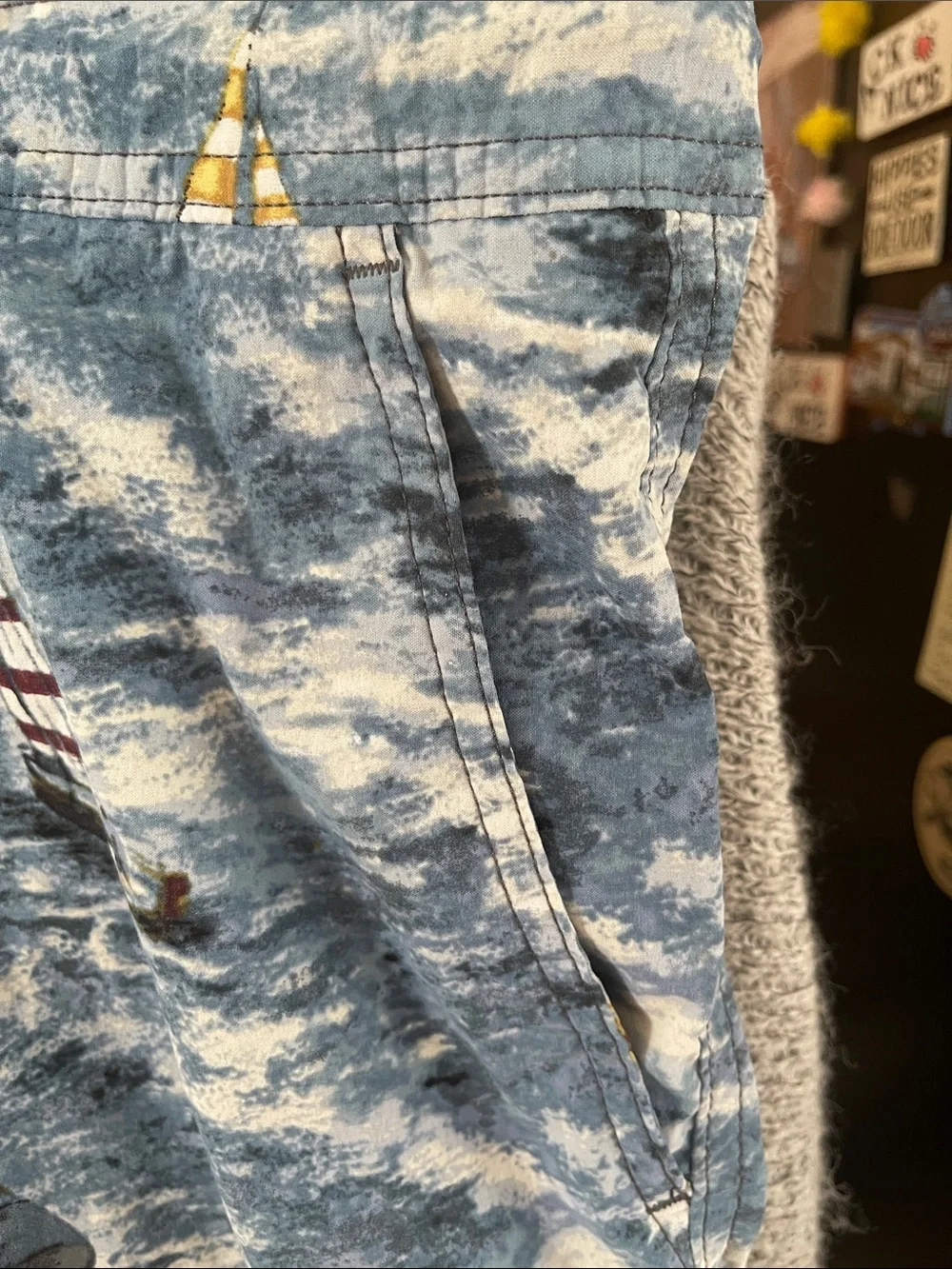 J. Crew Blue Sailboat Print Swim Shorts trunk Econyl Nylon Medium